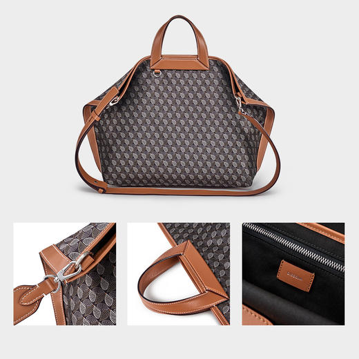 【2F】DISSONA迪桑娜折耳包女包老花单肩包幸运锦囊2024款老花色手提包托特包 棕色 - 大号 商品图2