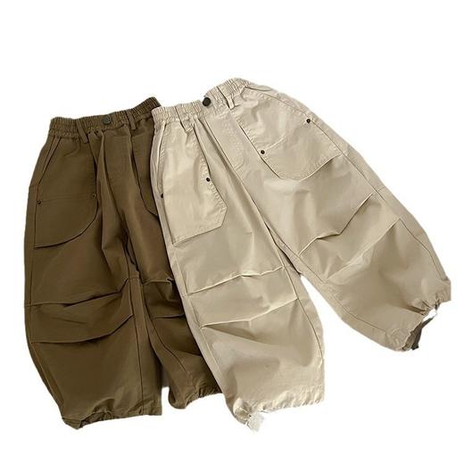 艾摩贝贝儿童秋款长裤男女童2024新款韩版大口袋抽绳宽松工装裤潮 商品图4