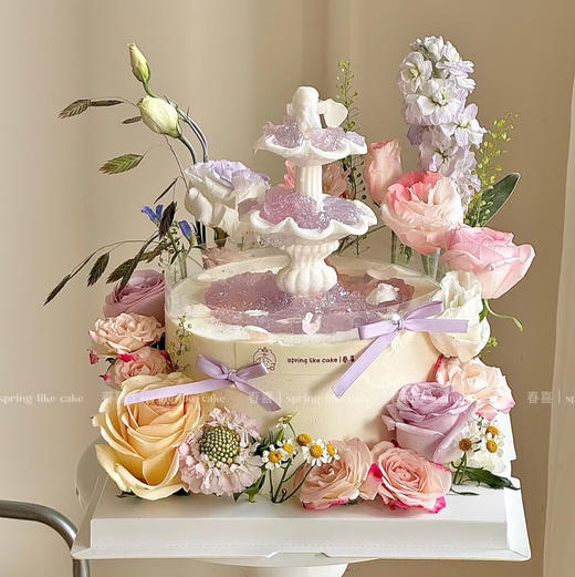 鲜花许愿池蛋糕（花材不固定同色系搭配） 商品图0