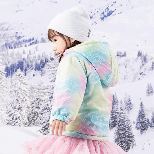 迪士尼童装女童黛丝可爱洋气棉服2024冬季新款夹棉保暖连帽外套ZD4DS013 商品图4