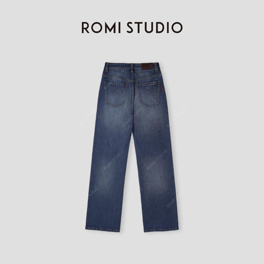 ROMI STUDIO “重磅丹宁” 莱卡棉混纺绳染洗水直筒牛仔裤 431N5041 商品图2