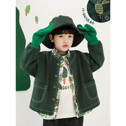 【男童数码印花清新套装】衬衫T恤明线外套春秋织带绣标裤子 商品图1