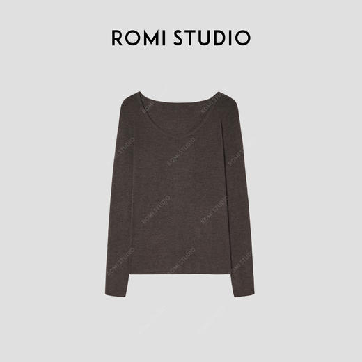 ROMI STUDIO “轻盈姿态” 14针100%羊毛扬子纱针织长袖T恤432TP012 商品图0