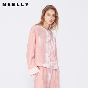 NEELLY纳俪2024秋商场同款新中式粉色上衣女新款盘扣休闲短外套N24083C01141