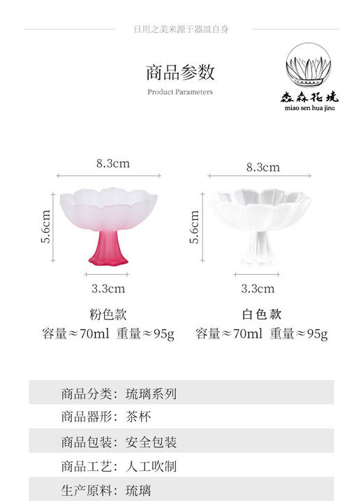 淼森严选｜琉璃粉彩高足杯高脚茶杯品茗杯闻香杯米酒烧酒杯轻奢高颜值主人杯 商品图4