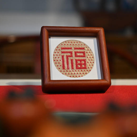 羽诗制造出品 喜至福来非遗竹编相框喜乐对杯礼盒套装 商品图1