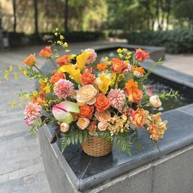 橘色系台式花篮