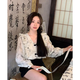 金蘑菇菇 兰亭序·水墨/轻国风 水墨晕染 花边领新中式衬衫