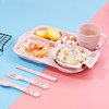 小麦秸秆餐具套装 卡通可爱儿童用餐分格餐 盘配叉子筷勺 儿童餐盘 商品缩略图3
