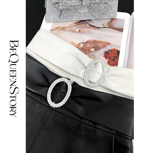 BeQueenStory【巴黎印象】高智淡人轻奢100绵羊皮开叉包臀半身裙 商品图4