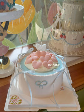 爱心桃蝴蝶结/ins风蛋糕（包含蝴蝶结蜡烛）