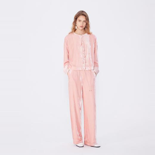 NEELLY纳俪2024秋商场同款运动风宽松直筒长裤女新款新中式休闲裤N24083H01151 商品图2