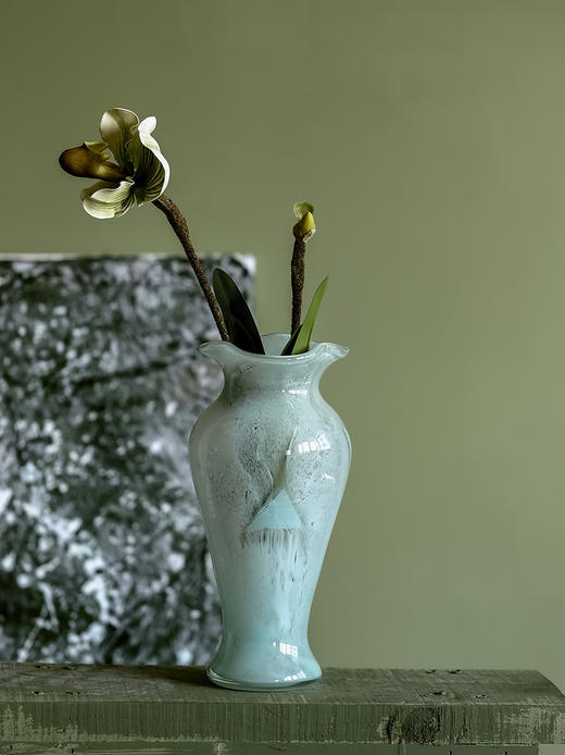 法式中古风芬顿蓝色不规则磁粉花瓶 ins中国风鲜花餐桌电视柜装饰 商品图2