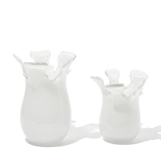 现代中古凤白色花边口玻璃花瓶水培花插花器工艺品摆件 商品图6