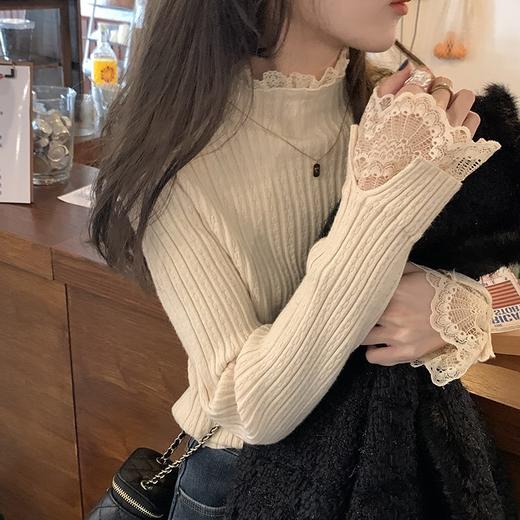 <曾小咸推荐> 蕾丝花边拼接半高领打底衫 日常89.99/件 活动价69.99/件！【预售款，预计3-15天发货】 商品图5