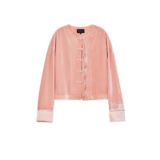 NEELLY纳俪2024秋商场同款新中式粉色上衣女新款盘扣休闲短外套N24083C01141 商品图3