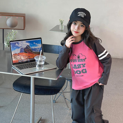 【130-165】【史努比】女童春秋款双条插袖长袖T恤 商品图5