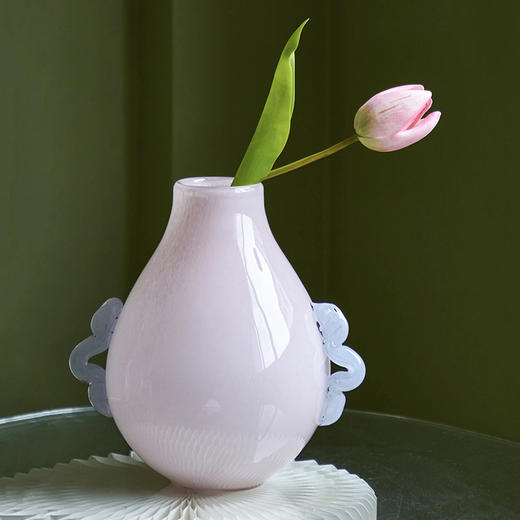 法式中古小口大肚子玻璃花瓶ins氛围桌面电视柜软装水培彩色花瓶 商品图6