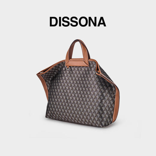 【2F】DISSONA迪桑娜折耳包女包老花单肩包幸运锦囊2024款老花色手提包托特包 棕色 - 大号 商品图1