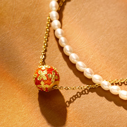 《无忧花开》吉祥圣花 看见花开 无忧无虑  足金 珍珠  十二朵金花合聚 一款三戴  送女神 送妈妈 送闺蜜 商品图0