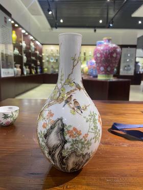 仿清乾隆珐琅彩花鸟百纹胆瓶