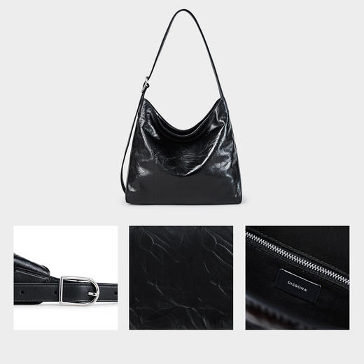 【2F】DISSONA迪桑娜女包2024新款单肩包时尚斜挎包真皮腋下包通勤大容量hobo包 灰色 商品图2