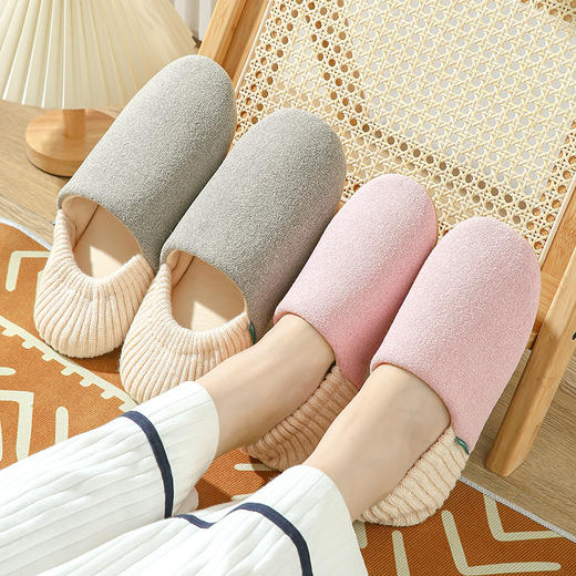 秋冬二用包跟月子棉拖鞋女 静音木地板软底鹿皮绒底保暖拖鞋男情侣 商品图0