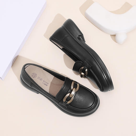 信诺2024秋季新款舒适透气单鞋时尚百搭轻便防滑妈妈鞋乐福鞋Q8681-13 商品图2