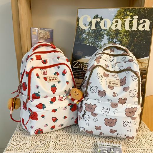 韩国ins可爱卡通印花背包 原宿学院风双肩包 大容量涂鸦学生书包女开学季新款书包 商品图3