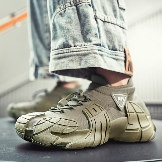 直播款轻便男鞋低帮套脚橡胶底袜子鞋超轻运动跑步跨境男跑鞋潮男 商品图3