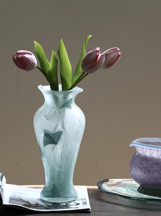 法式中古风芬顿蓝色不规则磁粉花瓶 ins中国风鲜花餐桌电视柜装饰 商品图6