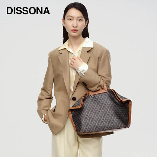 【2F】DISSONA迪桑娜折耳包女包老花单肩包幸运锦囊2024款老花色手提包托特包 棕色 - 大号 商品图0