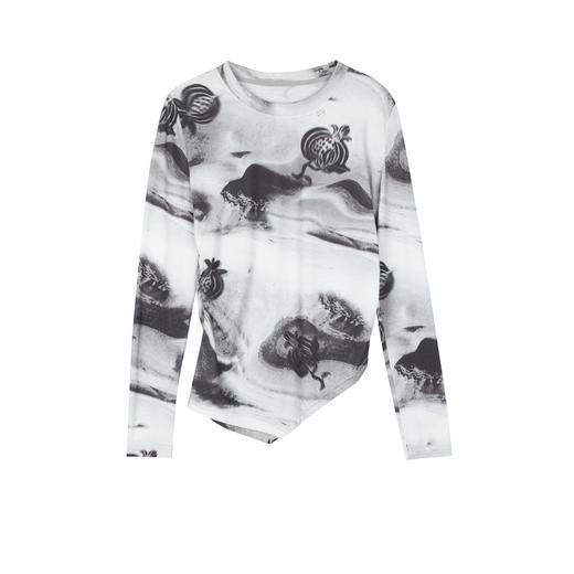 NEELLY纳俪2024秋商场同款设计感印花修身长袖T恤女新款显瘦内搭N24083T01131 商品图3