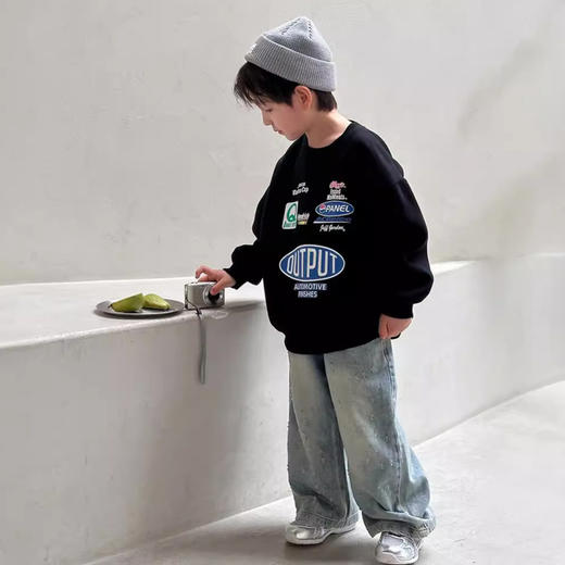 【多色可选！】艾摩贝贝中小大儿童宽松可爱卡通卫衣男女童2024秋圆领BOBO上衣潮 商品图1