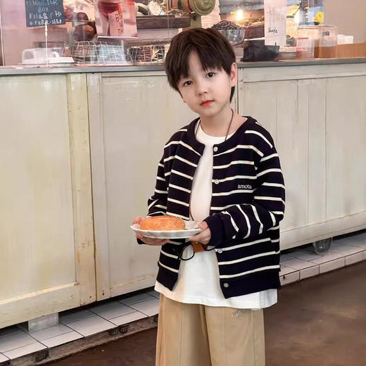 艾摩贝贝儿童气质兔绒毛衣开衫2024秋中小大男女童刺绣针织衫外套 商品图1