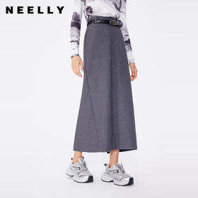 NEELLY纳俪2024秋商场同气质通勤半身裙中长款腰带后开叉女新款N24083E01148
