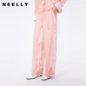 NEELLY纳俪2024秋商场同款运动风宽松直筒长裤女新款新中式休闲裤N24083H01151
