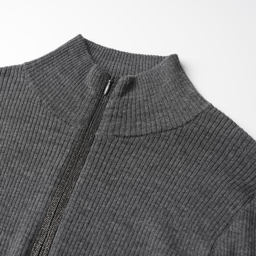 ROMI STUDIO“格雷高知”100%羊毛半开立领细坑条针织毛衫432TS299 商品图2