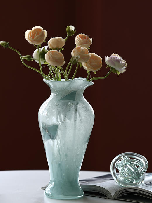 法式中古风芬顿蓝色不规则磁粉花瓶 ins中国风鲜花餐桌电视柜装饰 商品图5