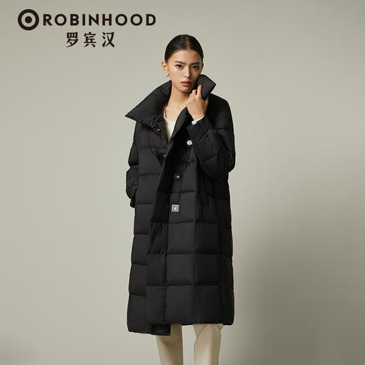 罗宾汉云感泡芙长款羽绒服过膝秋冬女士立领-R238Y6980 商品图3