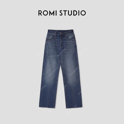 ROMI STUDIO “重磅丹宁” 莱卡棉混纺绳染洗水直筒牛仔裤 431N5041 商品图1