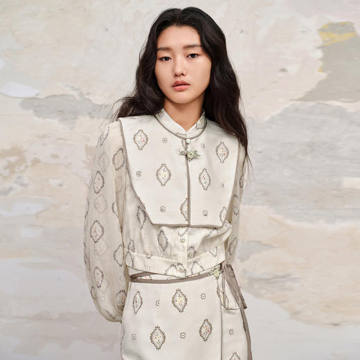 国风新中式衬衫长袖可拆卸衬衣修身上衣女 商品图3