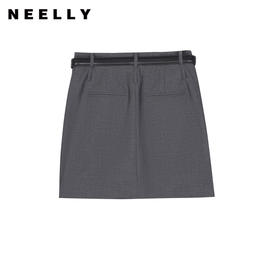 NEELLY纳俪2024秋商场同款高级感灰色包臀裙女新款A字半身裙短裙N24083E01146
