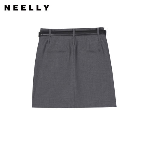 NEELLY纳俪2024秋商场同款高级感灰色包臀裙女新款A字半身裙短裙N24083E01146 商品图0