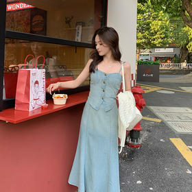 金蘑菇菇 硬核轻氧牛仔 套组/100纯棉水洗渐变复古牛仔套