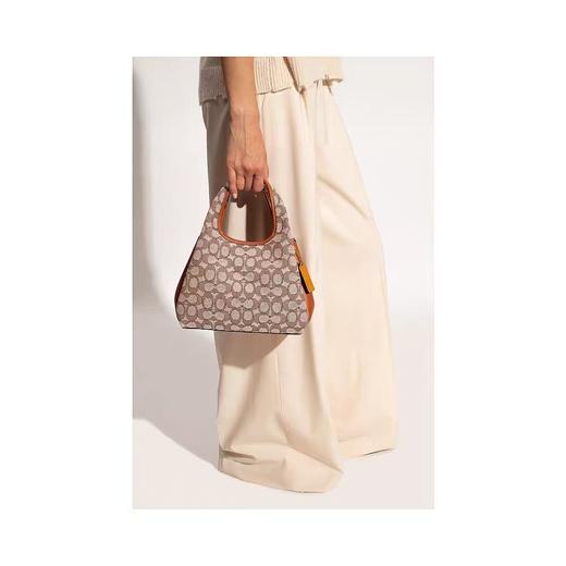 【中检鉴定】【专柜版】COACH蔻驰 COACH/蔻驰女士经典标志织物LANA 23号单肩包菜篮子包 可可抛光 商品图1