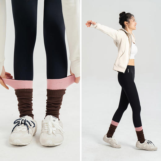 【86%莫代尔】压力拼色防滑中筒袜 瑜伽裤伴侣堆堆袜 商品图0