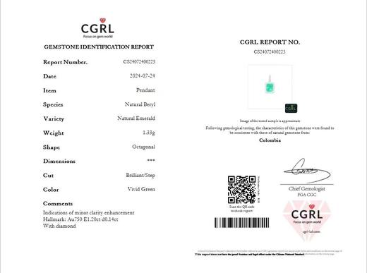 1.20ct 祖母绿吊坠 商品图5
