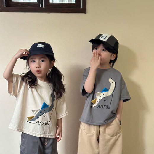 【洋气可爱兄妹装】儿童短袖t恤女童纯棉夏季洋气2024新款宽松男童夏装宝宝半袖上衣 商品图2