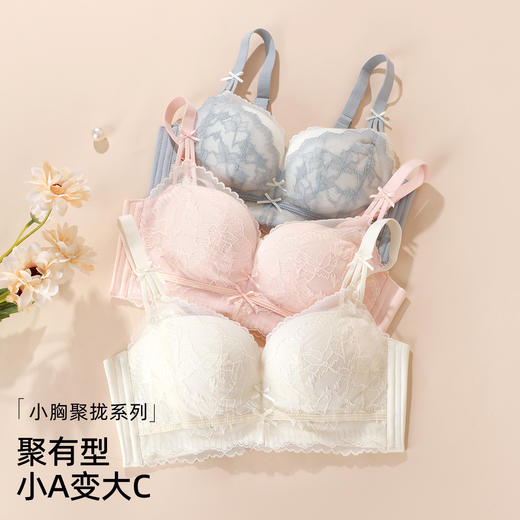 熳洁儿 小胸聚拢升杯文胸性感蕾丝舒适无痕收副乳防下垂24761511 商品图7